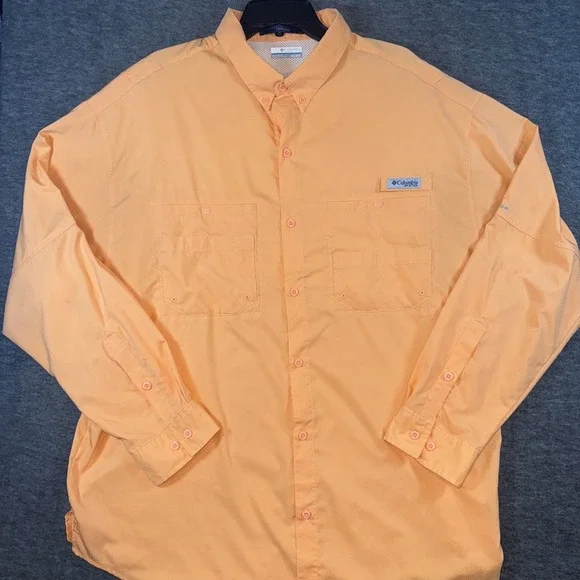 Chemise Columbia PFG Super Tamiami Homme - Manches Longues - Orange Pêche - Taille XXL